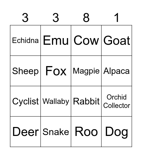 The Pomonal Exterminator Bingo Card