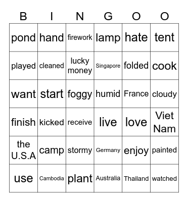 BINGO UNIT 5,6 Bingo Card