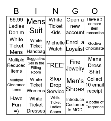 Potomac Bingo Card
