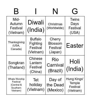 Festival Bingo Card