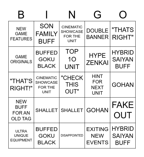 DBL BINGO Card