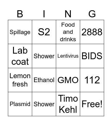Biosaftey Bingo! Bingo Card