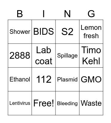 Biosaftey Bingo! Bingo Card