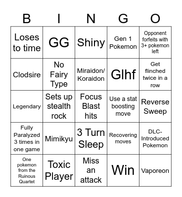 Random Battle BINGO Card