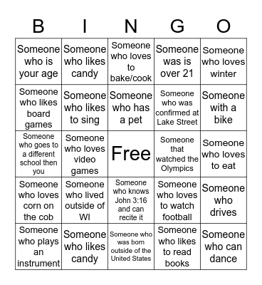 LSUMC Youth  Bingo Card