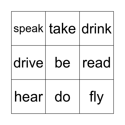 Irregular Verb Bingo Card