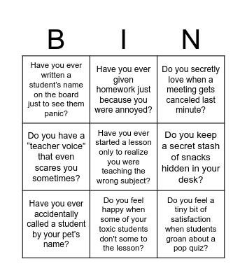 ice-breaker for teachers Bingo Card