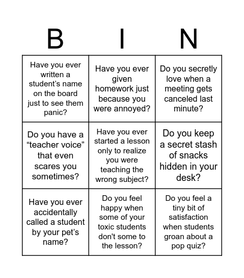 ice-breaker for teachers Bingo Card