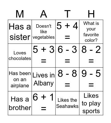 Getting to Know You Bingo Card