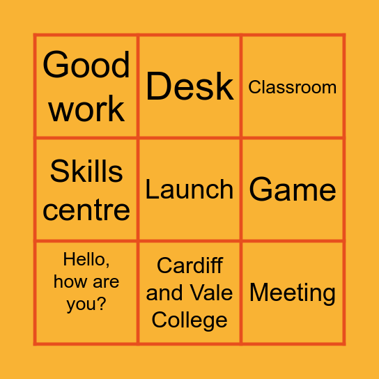 Bingo Cymraeg Bingo Card