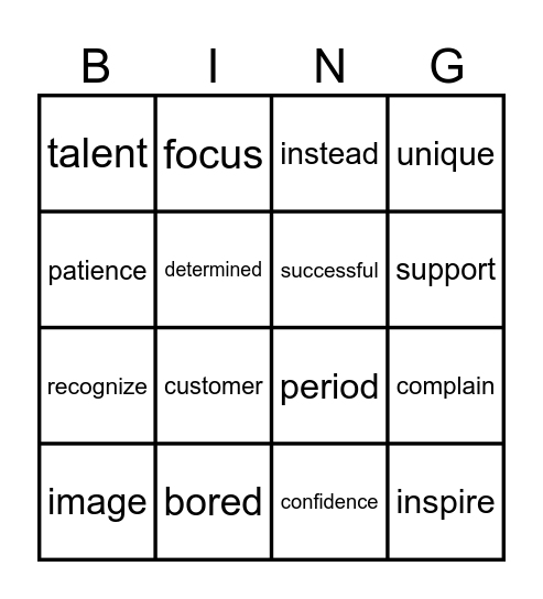 B1L6 Bingo Card