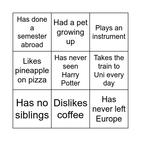 Find Someone Who... Bingo Card