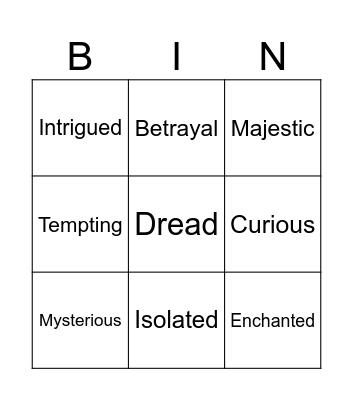 Vocabulary Bingo! Bingo Card