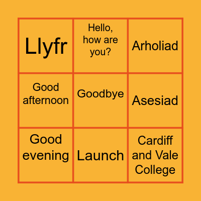 Bingo Cymraeg Bingo Card