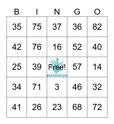 Beekdaelen Kerstbingo Card