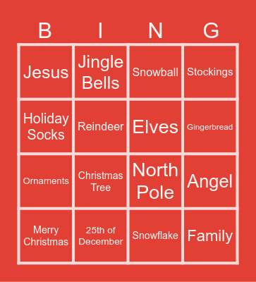 Christmas Bingo Card