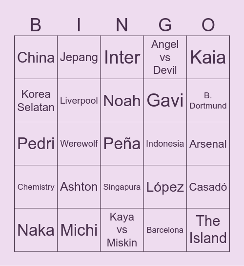 Valentijne’s. Bingo Card