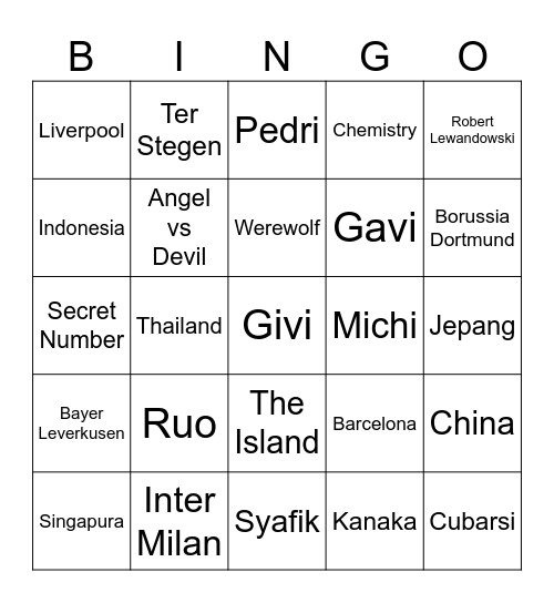 ASH Bingo Card