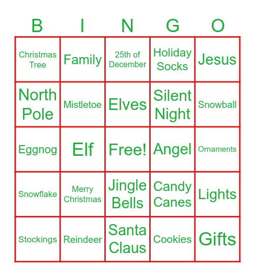 Christmas Bingo Card