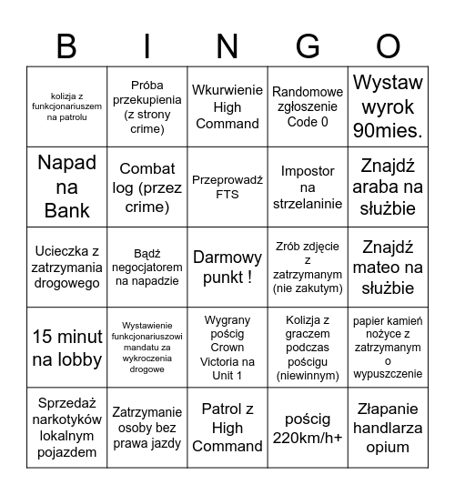 EpicRP Bingo Card