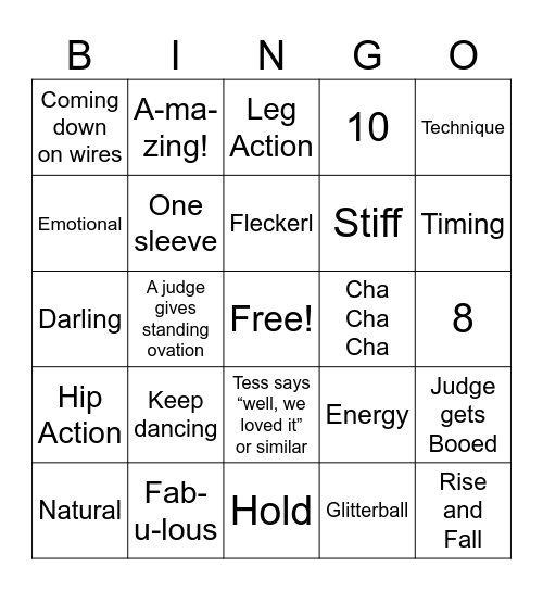 Strictly Bingo Card
