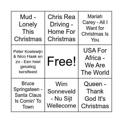 Kerstmuziek (3) Bingo Card