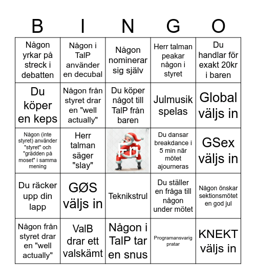Sketionsmöte LP2 Bingo Card
