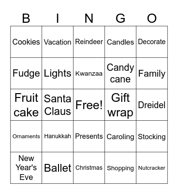 Aqua-Chem Holiday Bingo Card