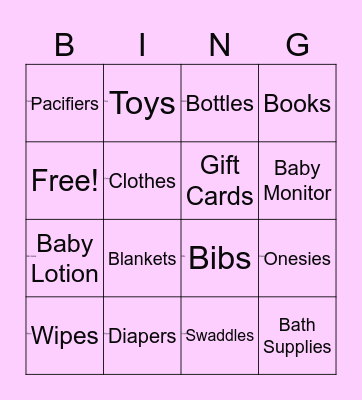 Baby Girl Bingo! Bingo Card