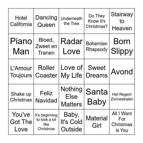 Holidays & Co Bingo Card