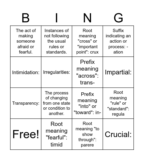 Free & Fair Elections Bingo Card