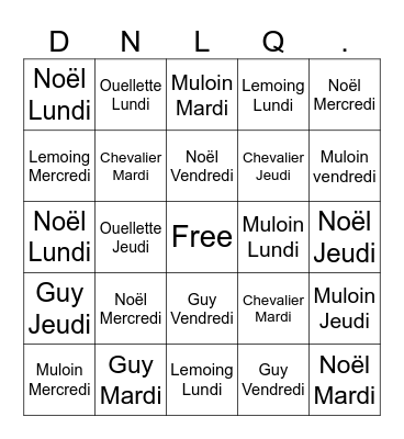 Bingo DNLQ Bingo Card