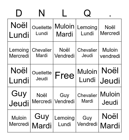 Bingo DNLQ Bingo Card