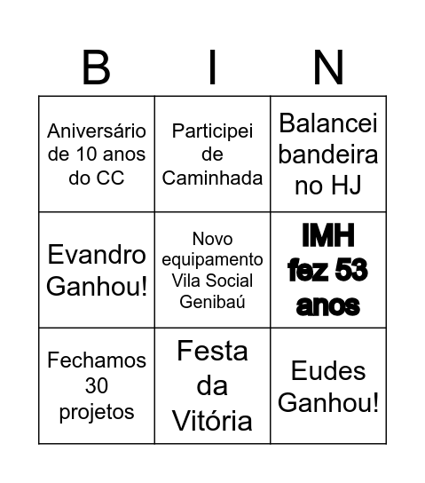 Marcos IMH Bingo Card