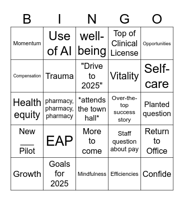 December 2024 Bingo Card