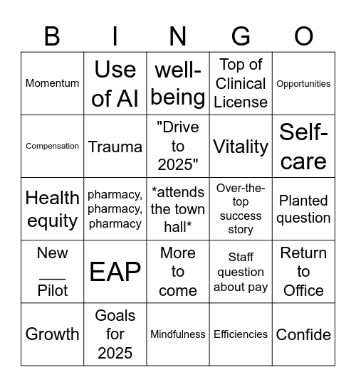 December 2024 Bingo Card