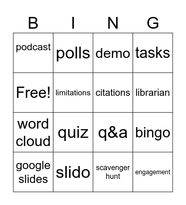 information literacy bingo demo Bingo Card