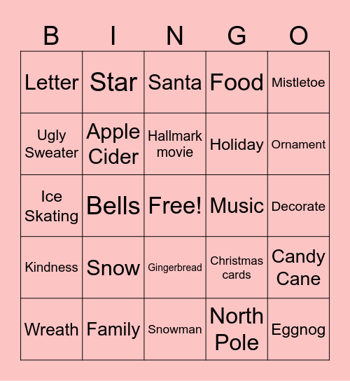 Holiday Bingo Card