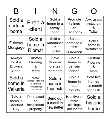 REALTORS  & FRIENDS LUNCHEON Bingo Card