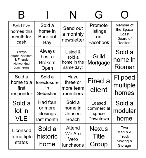 REALTORS  & FRIENDS LUNCHEON Bingo Card