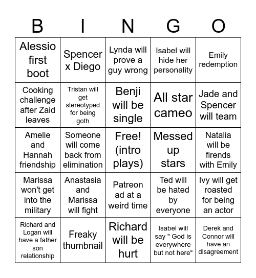 Disventure camp Bingo Card