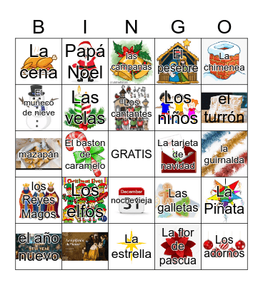 Navidad en Español Bingo Card