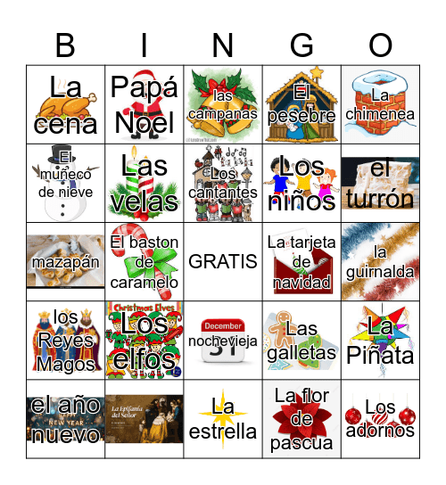 Navidad en Español Bingo Card