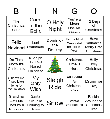 Christmas Music Bingo Card