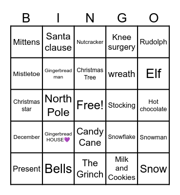 Holiday Bingo! Bingo Card