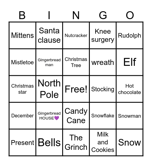 Holiday Bingo! Bingo Card