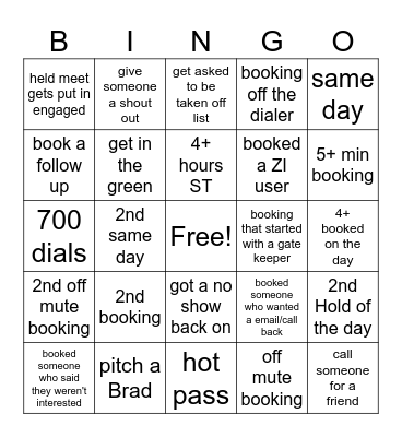 Team Shay Bingo Card