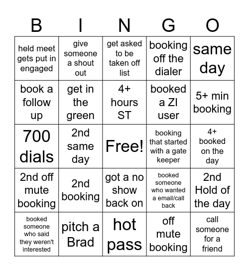 Team Shay Bingo Card