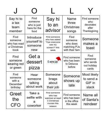 Exencial Holiday Bingo Card