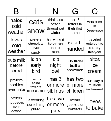 Find someone who... Bingo Card